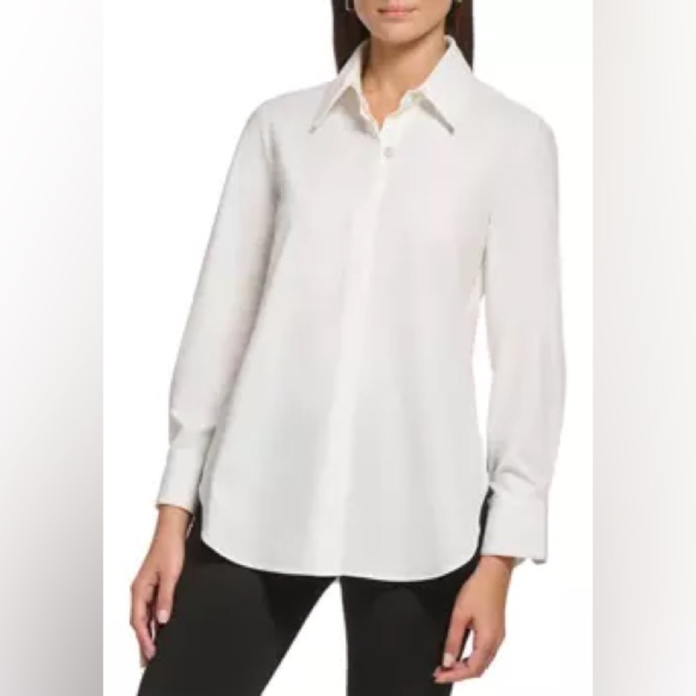 DNKY Women's Long Sleeve Button-Front Top -‎ NWT